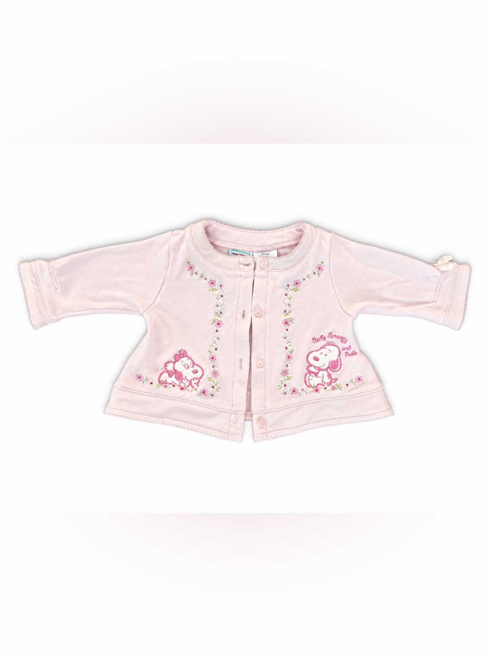 Vintage baby snoop/ Peanuts Baby Cardigan with Embroidered Snoopy & Belle